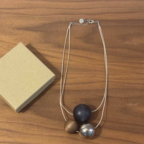 Vintage Aarikka Finland Three Round Bead Modernist Necklace - Picture 3 of 7